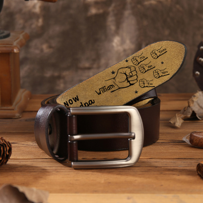 Personalized Leather Belt Custom Engraving Birthday Gift for Grandpa | Jessemade