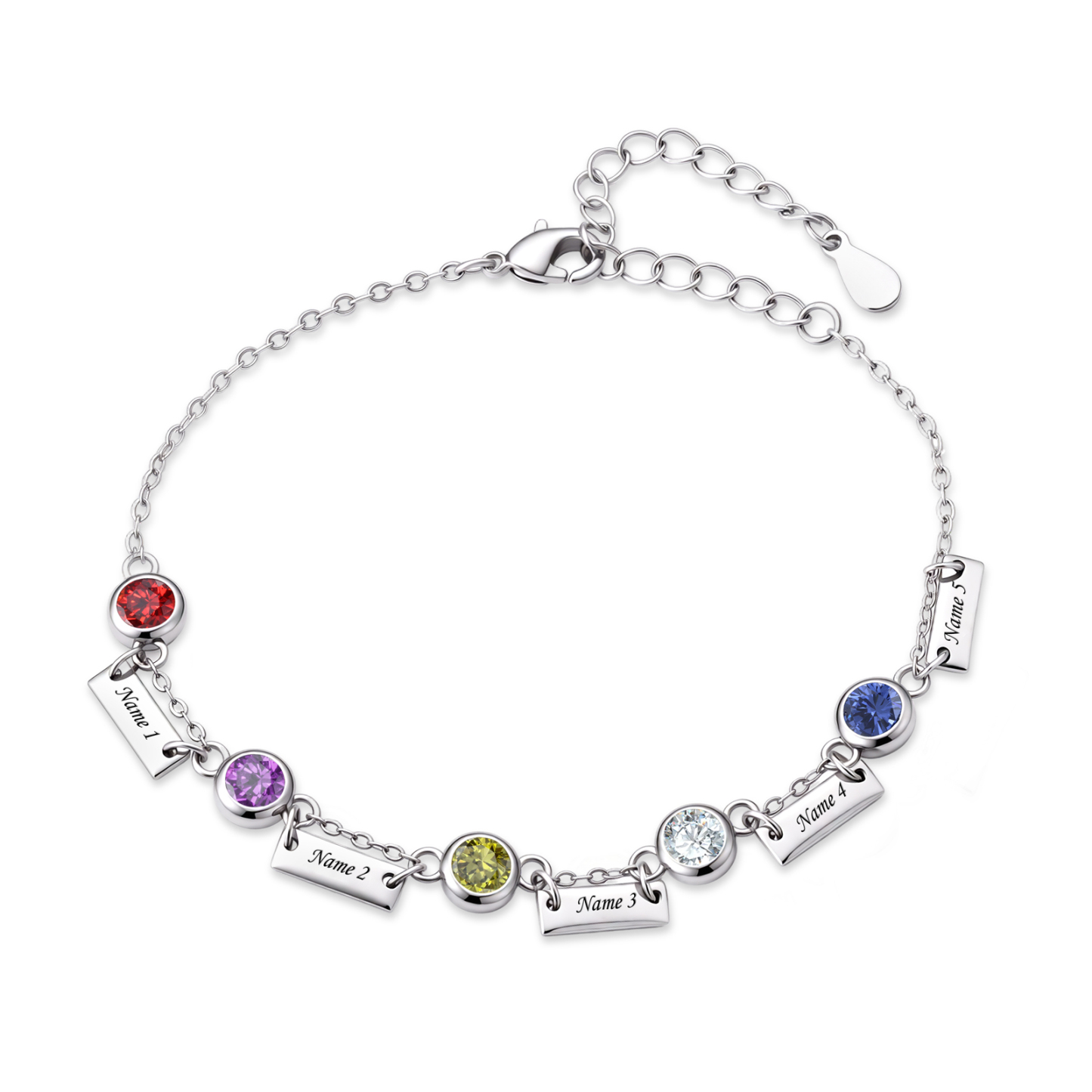 Personalized Birthstones Bracelet Custom With 1 To 6 Names And Stones Unique Jewelry For Women