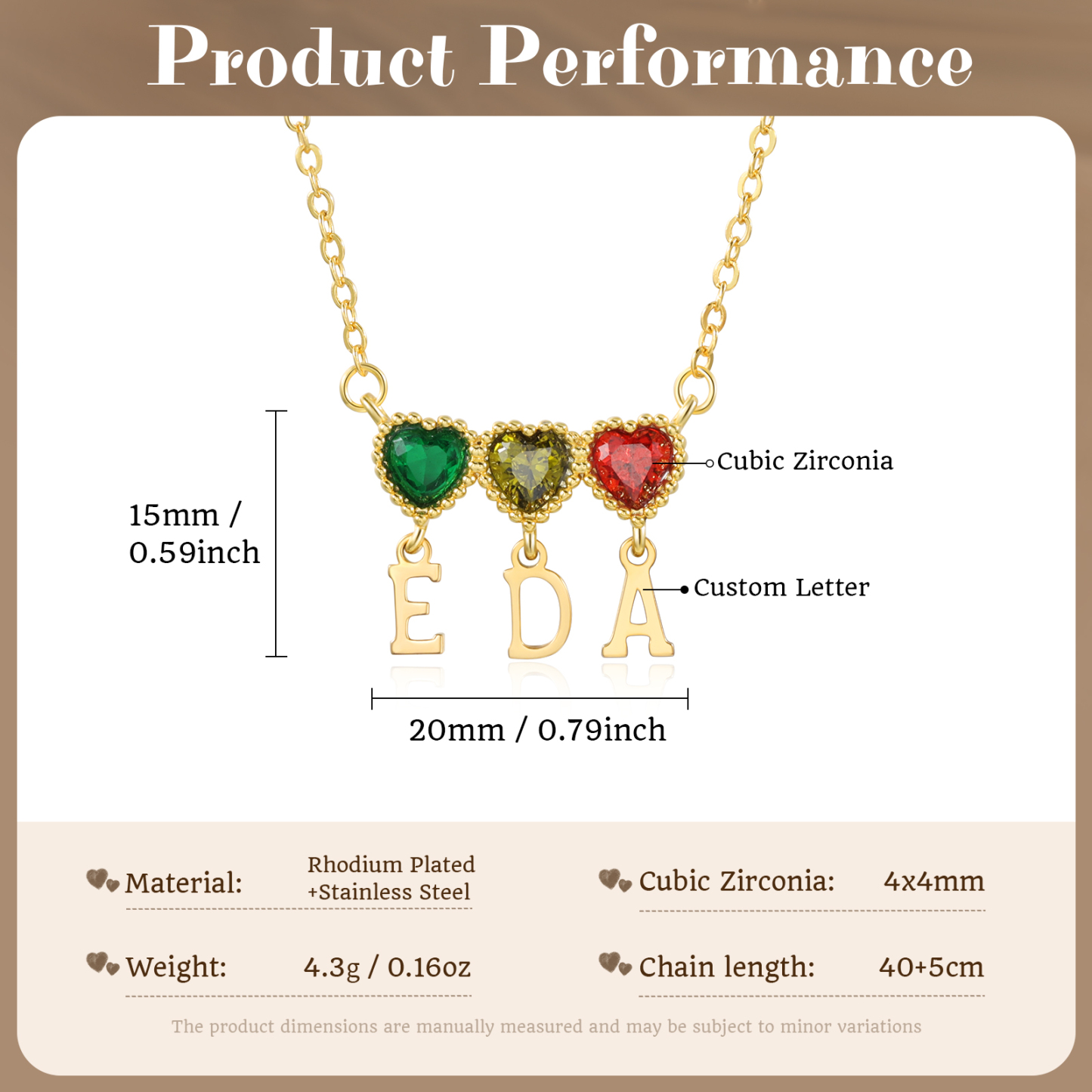 Personalized Heart Birthstone Initials Necklace for Women