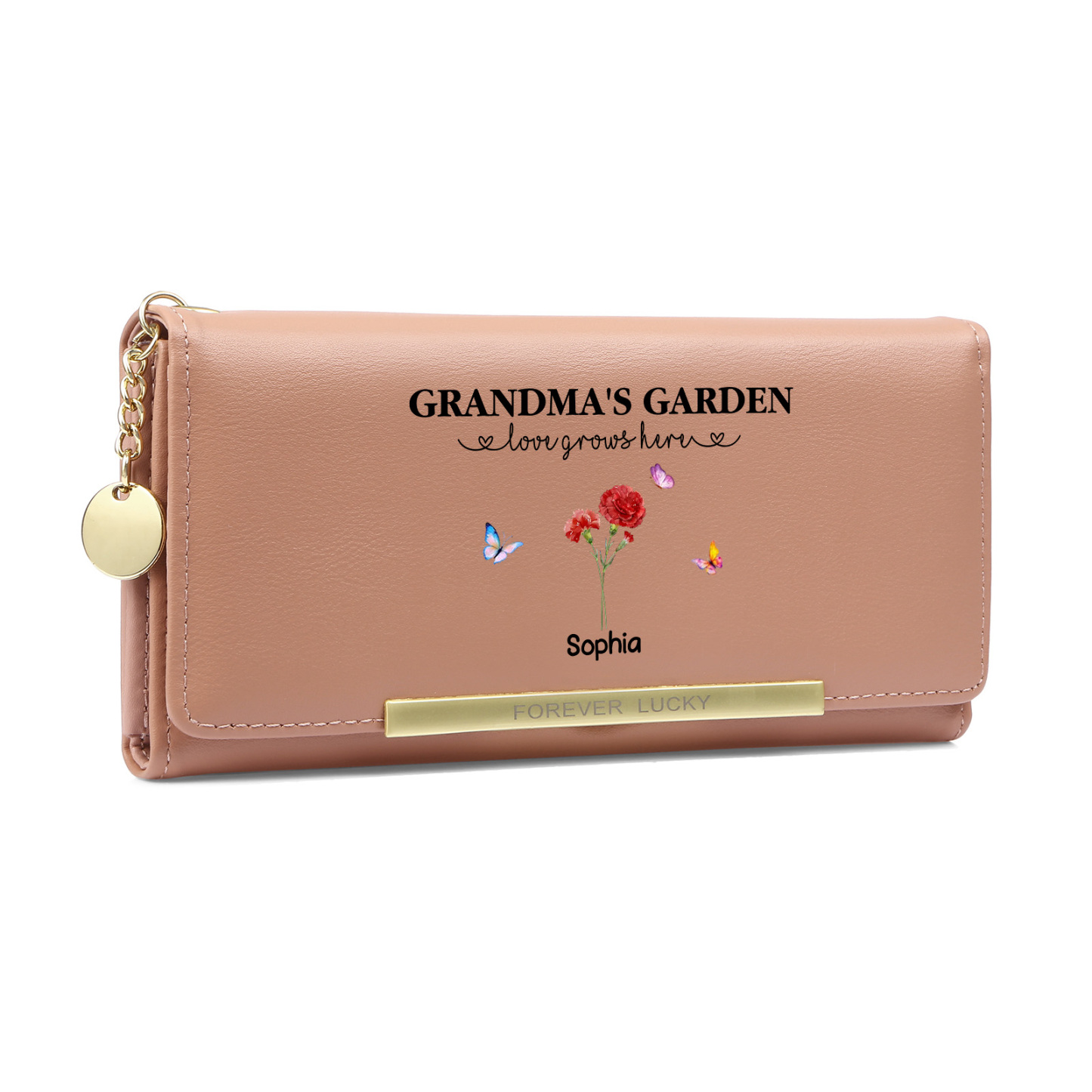 Grandparents Day Grandma Wallet Custom 1-6 Birth Flowers Names Mother’s Day Gift | Jessemade