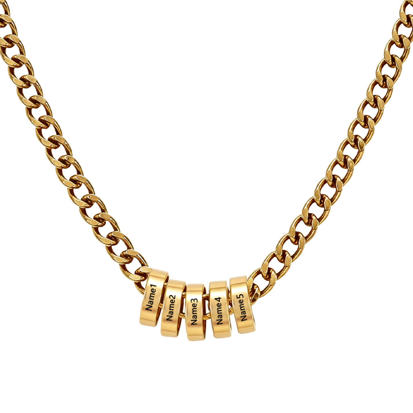 Personalized Stainless Steel Men’s Necklace Custom With 2-6 Name Beads For Men Dad Husband