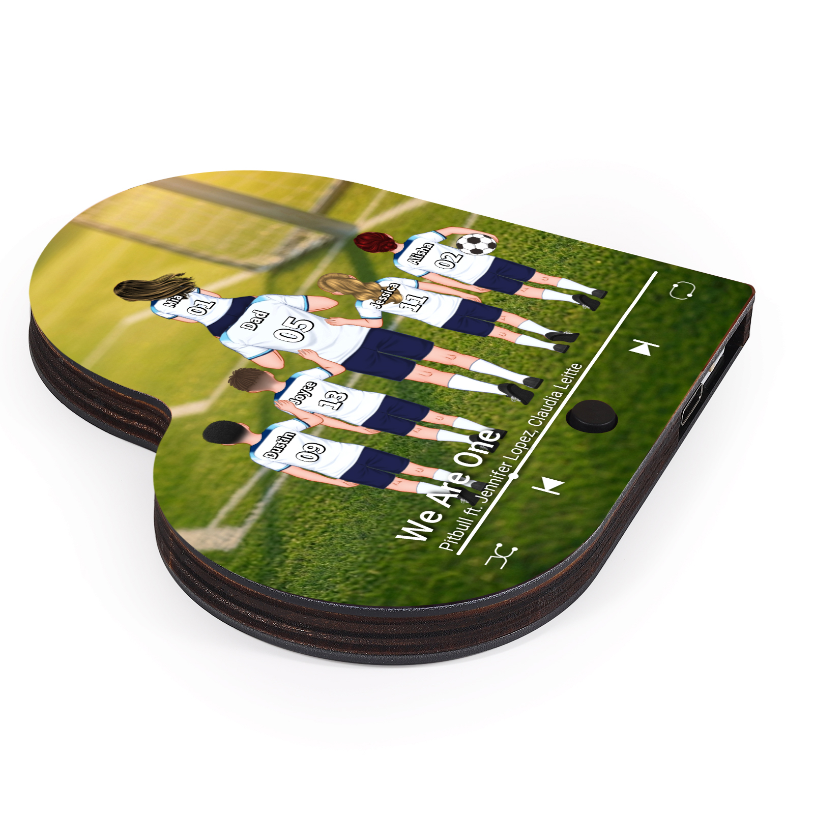 Personalized Football Family Heart Music Fridge Magnet Customizable with 1–8 Names