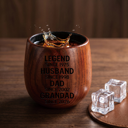 Personalized Wooden Whiskey Tumbler Engraved Name Cup for Dad or Grandpa