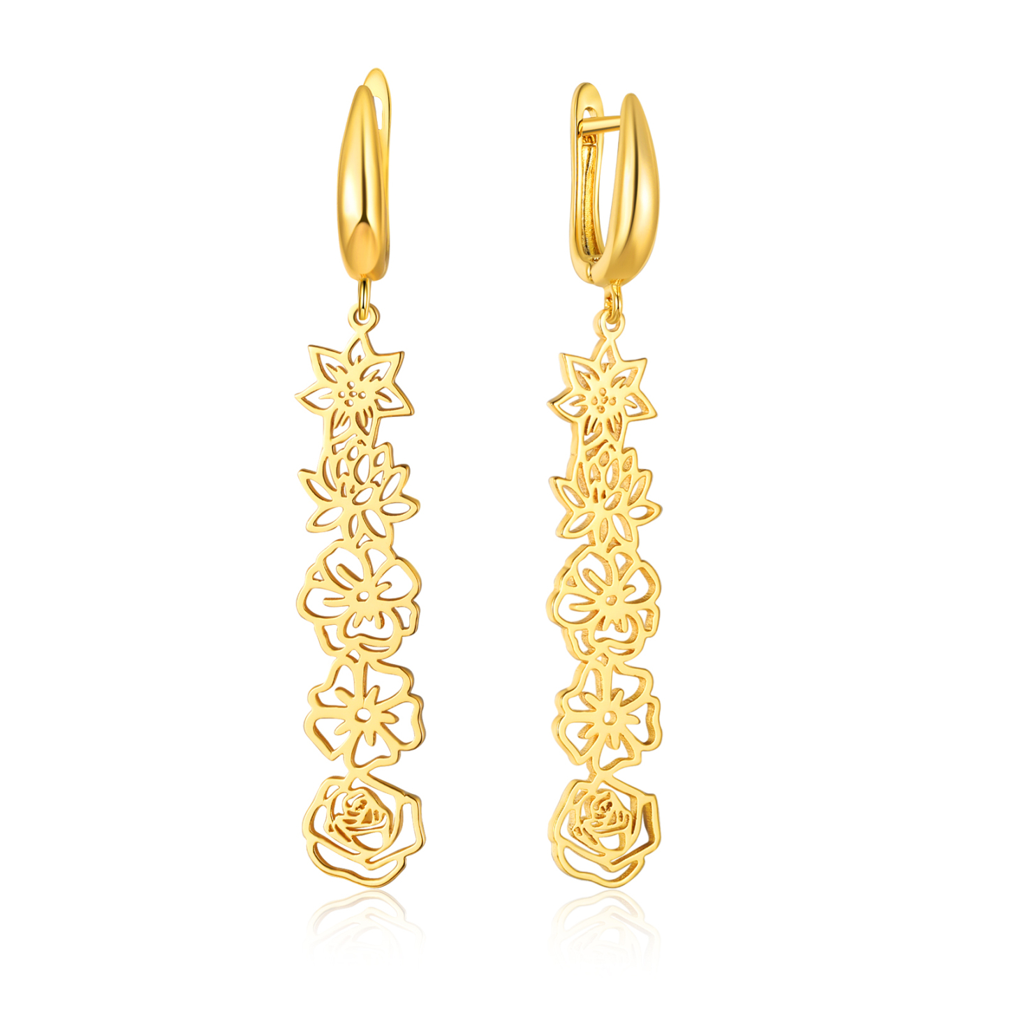 Personalized Birth Flower Earring Floral Dangle Earrings