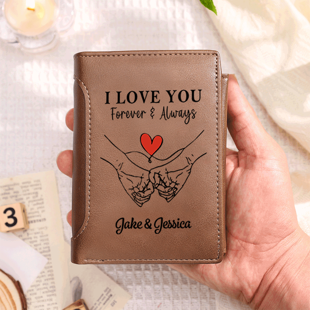 Personalized PU Leather Wallet with Message for Men