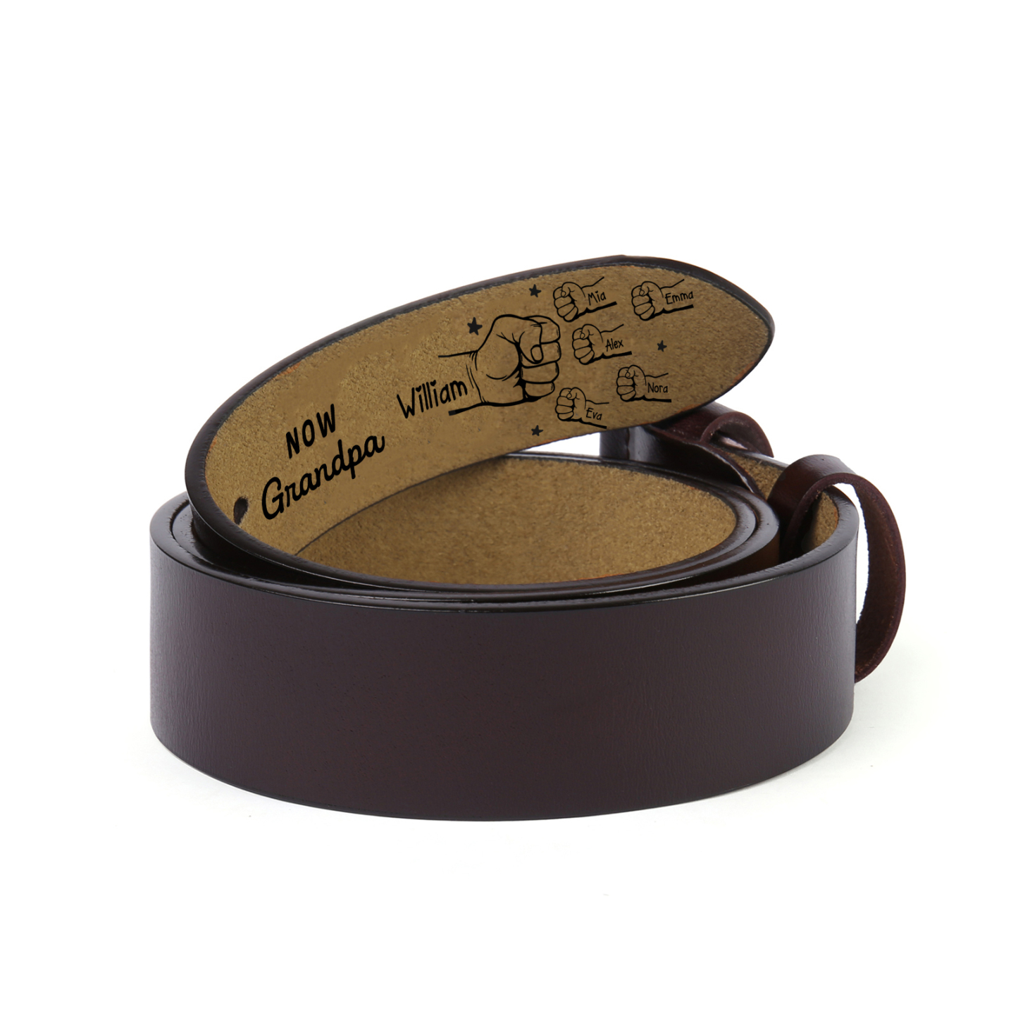 Personalized Leather Belt Custom Engraving Birthday Gift for Grandpa | Jessemade