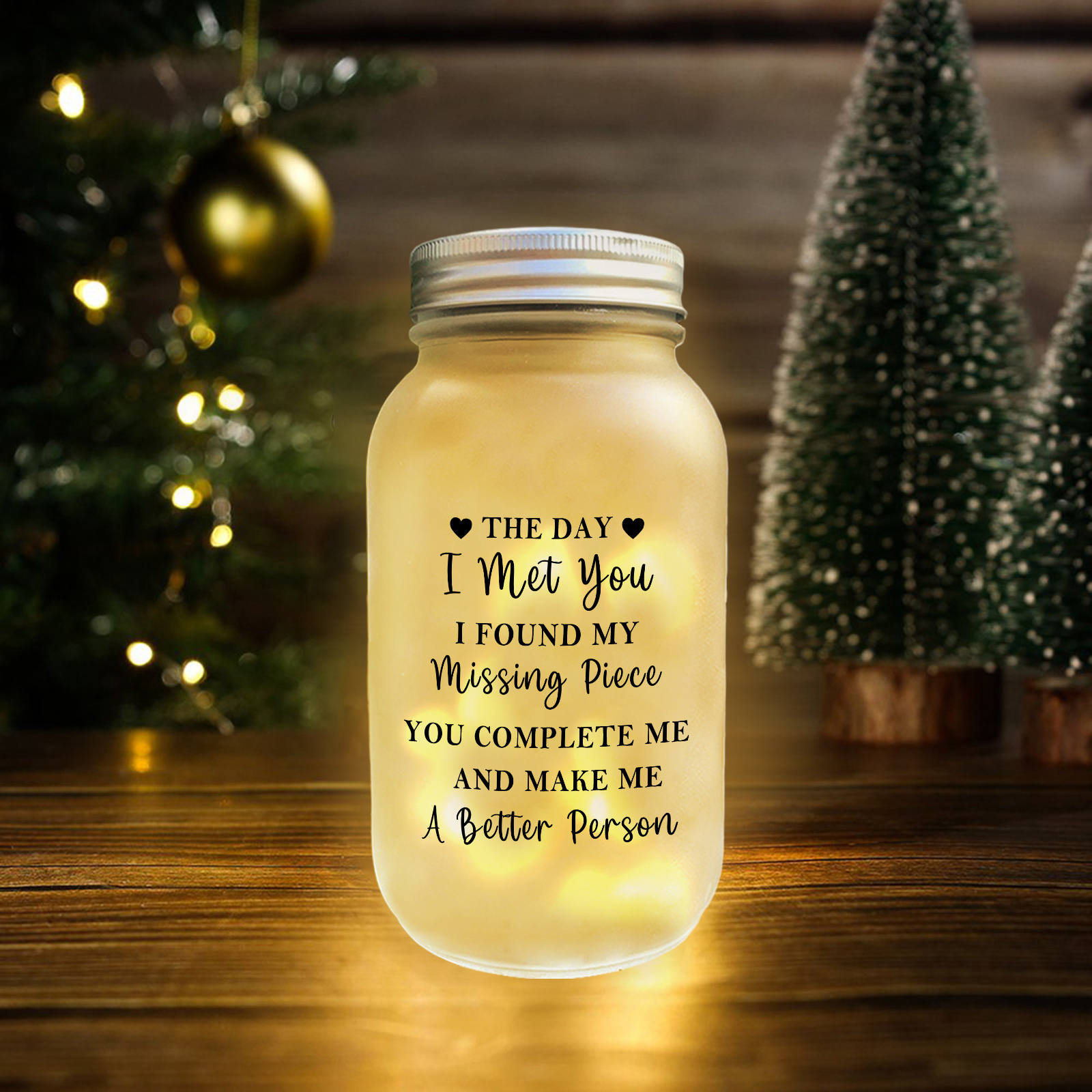 Personalized Solar Mason Jar Light for Couple