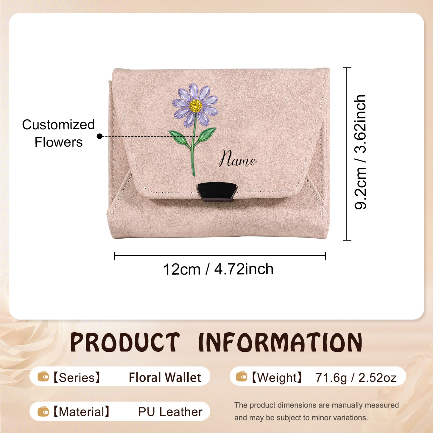 Personalized Women Leather Wallet Custom With Birth Flower And Name