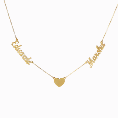 Personalized Necklace With Heart Custom 2 Names Necklace Gift For Women