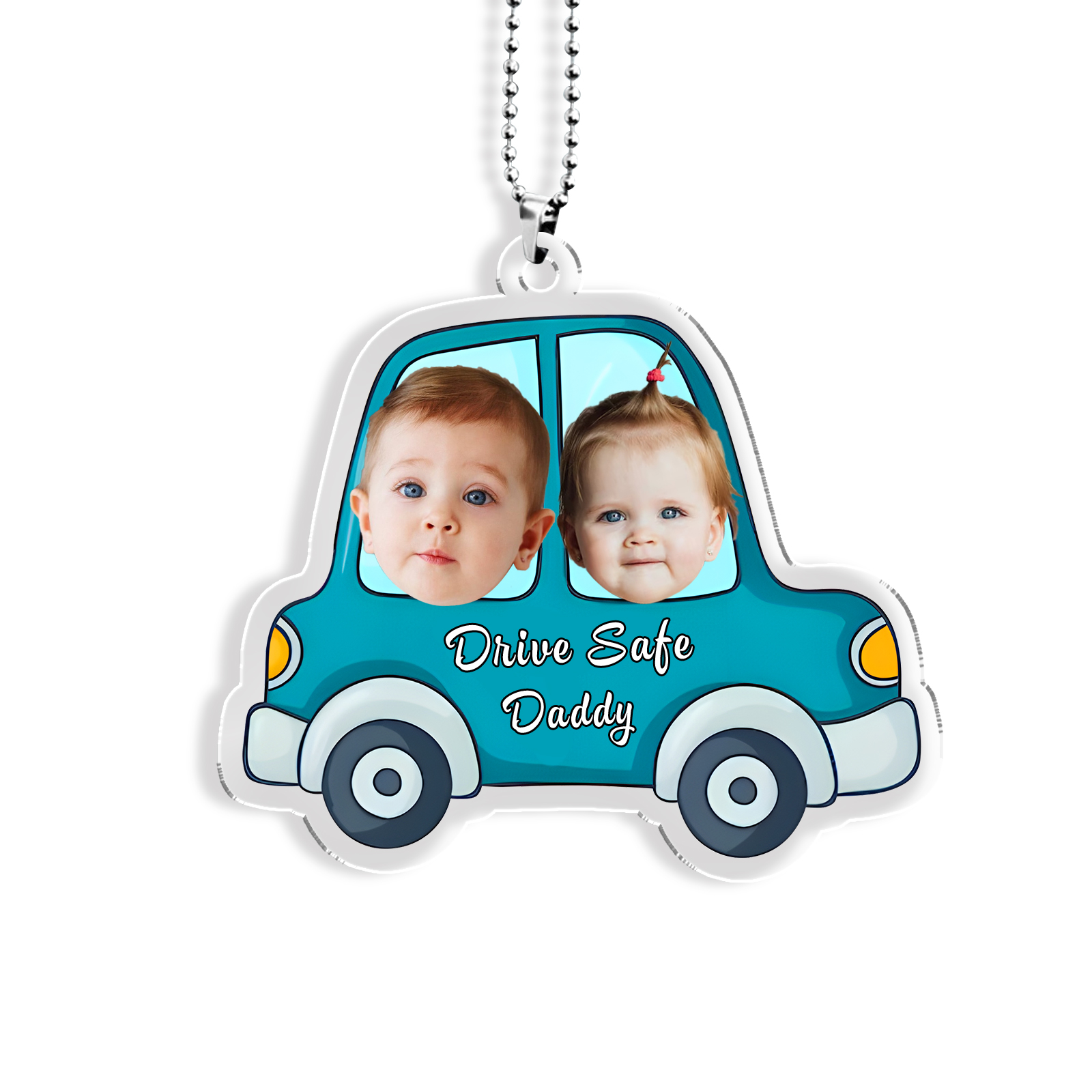 Acrylic Keychain/Decoration Personalized 2 Photos, Name And Text Driving Pattern Pendant For Dad