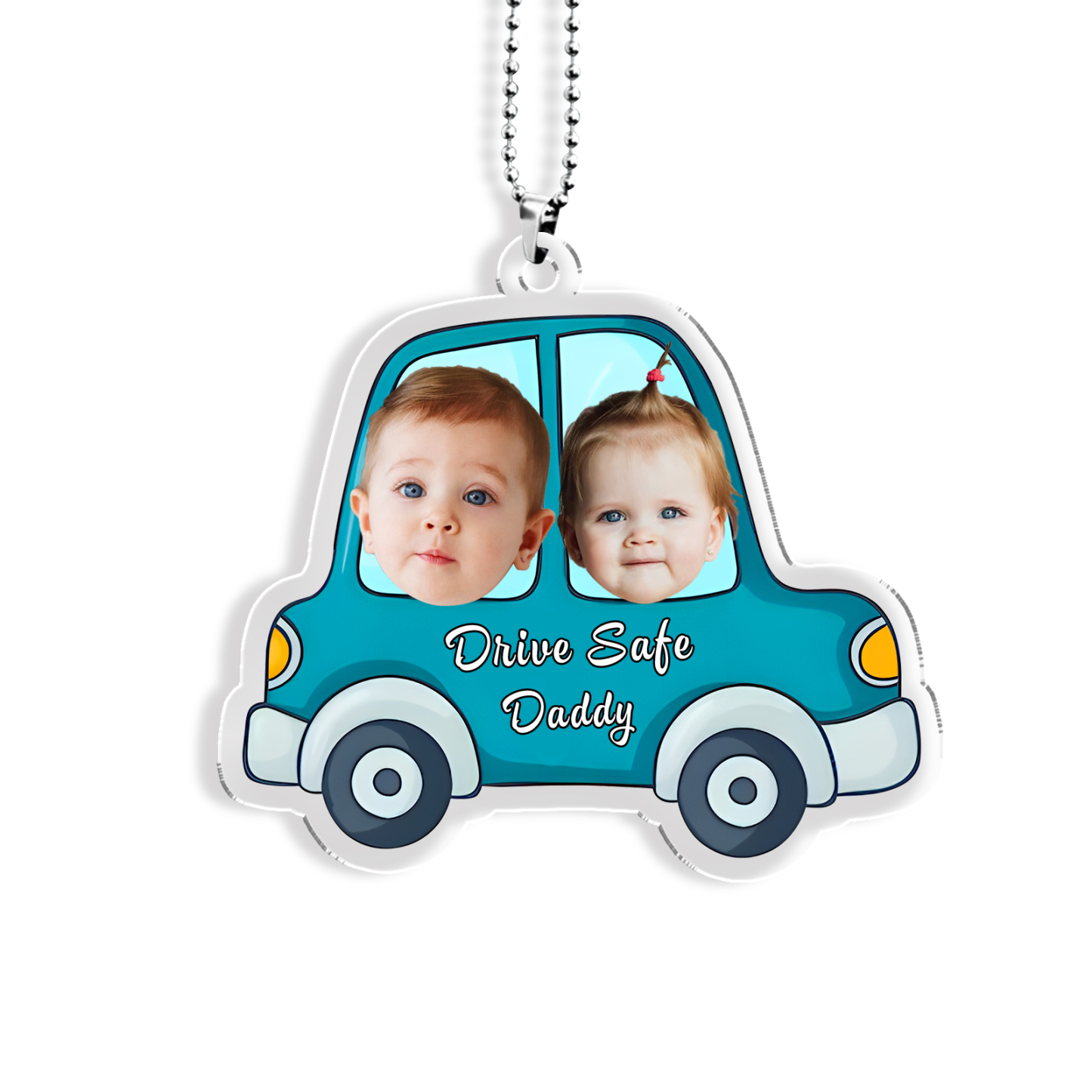 Acrylic Keychain/Decoration Personalized 2 Photos, Name And Text Driving Pattern Pendant For Dad