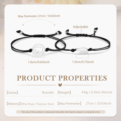 2 Pcs Bear Bracelets Stainless Steel Bear Braided Bracelets Back to School Gifts for Kids