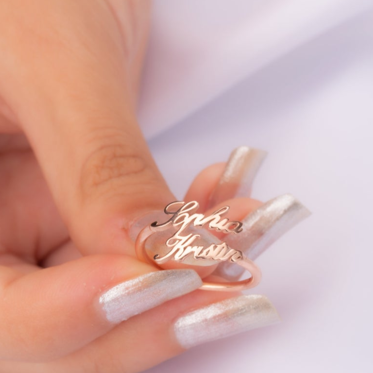 Personalized Name Ring Custom Rings with 2 Names Gifts for Mother Ring | Jessemade