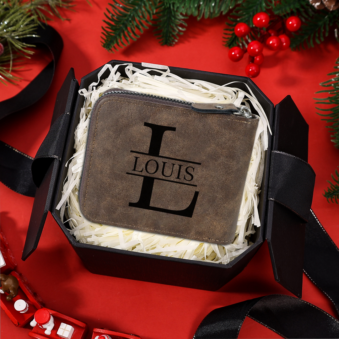 Personalized Photo Leather Men's Wallet Customized Name Letter Folding Dark brown Wallet For Couple | Jessemade