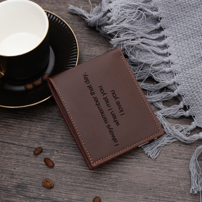 Personalized Photo Leather Men's Wallet With Card Slot Engraved Text With Gift Box For Him