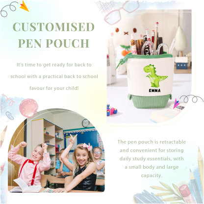 Back to School Gift Set - Personalized Gift Customized Name and Date Enamel Mug & Dinosaur Pencil Pouch & Dinosaur Bracelet Set - Gift for Kids