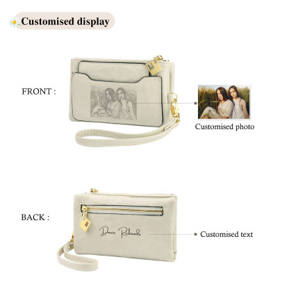 Personalized Photo & Text PU Leather Wallet Coin Purse Three Colors Available Gift for Her