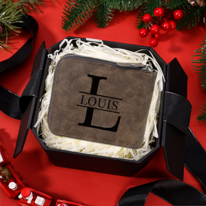 Personalized Photo Leather Men's Wallet Customized Name Letter Folding Dark brown Wallet For Couple | Jessemade