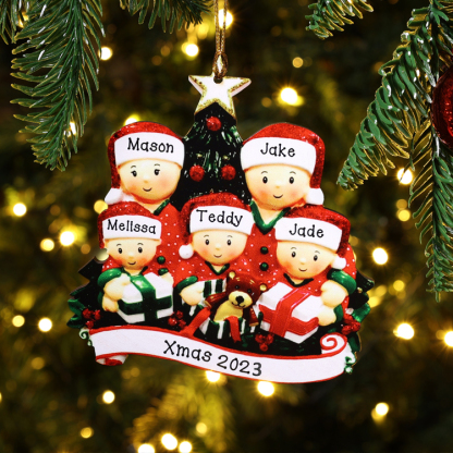 6 Names-Personalized Family Wooden Christmas Ornament-Custom 6 Names Hanging Ornament Gifts For Family