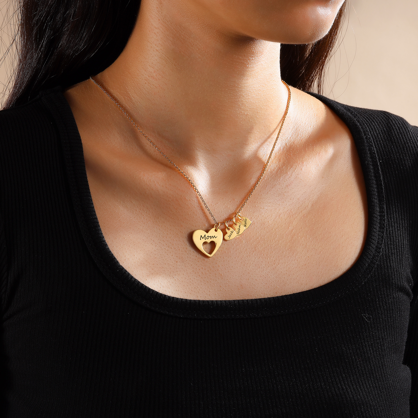 5 Names - Personalized Love Pendant Necklace with Gift Box Customized Name Gift for Her