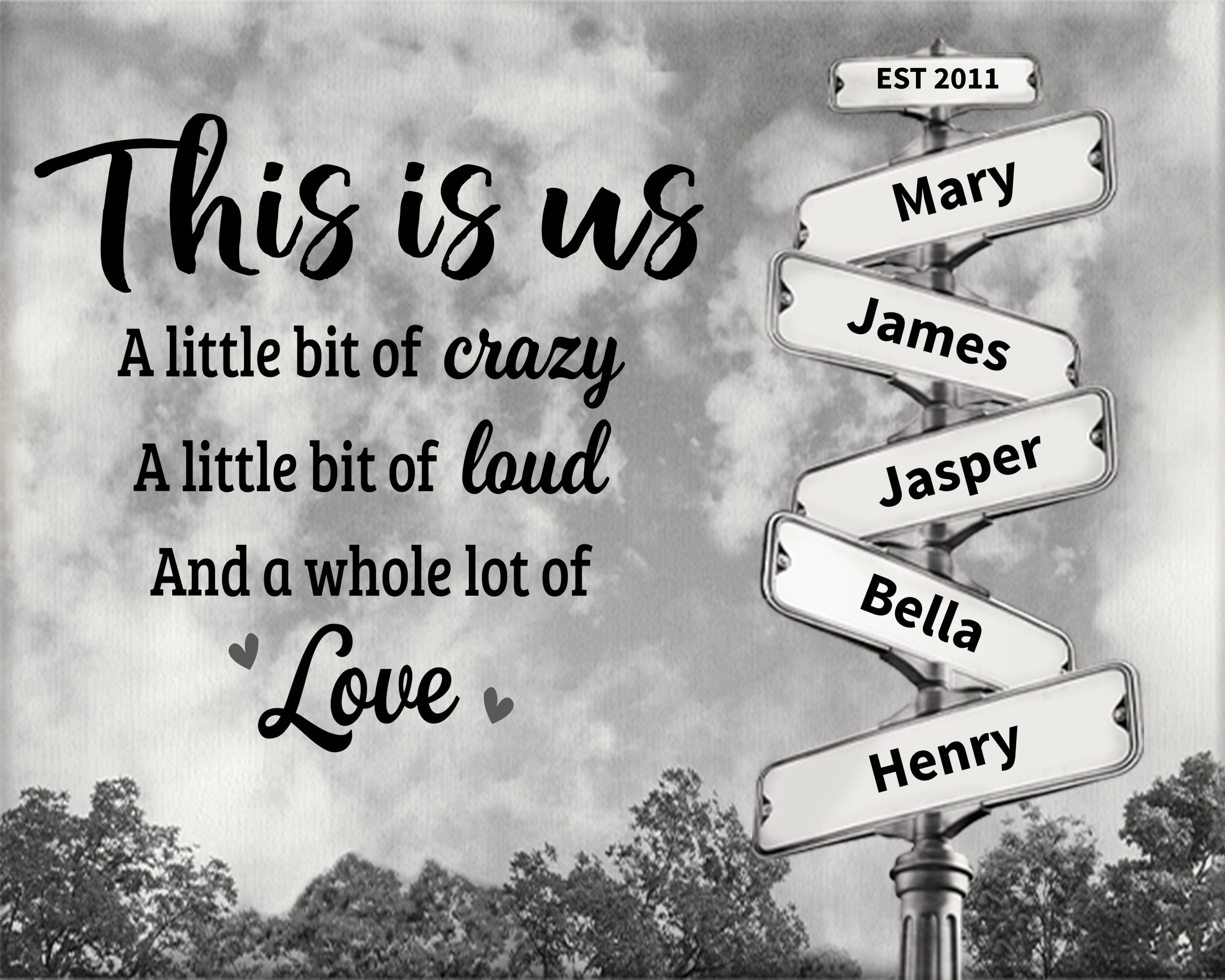 This Is Us And A Whole Lot Of Love - Family Personalised Custom 2-8 Name Wooden Ornaments Gift For Family | Jessmade