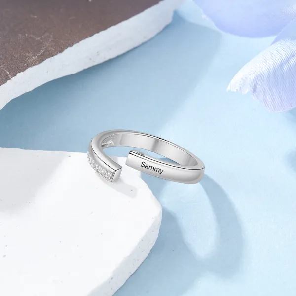 Personalised Couple Rings - Customized 2 Names, Elegant Open Design Valentine’s Day Gift for Him/Her | Jessemade