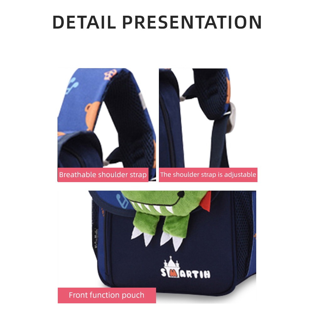 Personalized Dinosaur Children School Bag Embroidery Name Black Backpack, Customized Blue Schoolbag Travel Bag For Kids