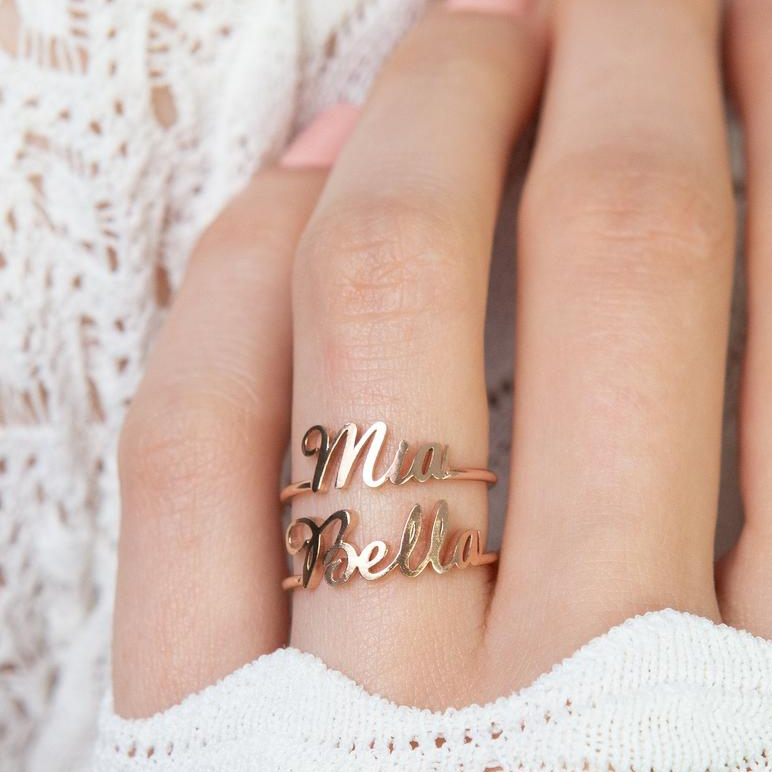 Personalized Name Ring Custom Rings with 2 Names Gifts for Mother Ring | Jessemade
