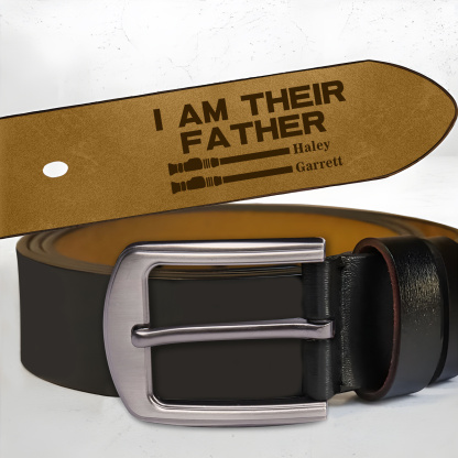 Personalized Leather Belt I Am Their Father Engraved with 1-6 Names
