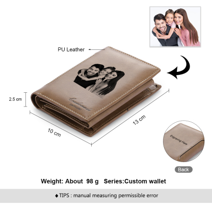 Photo Engraved Wallet Card Wonderful Gift With Gift Box For Men