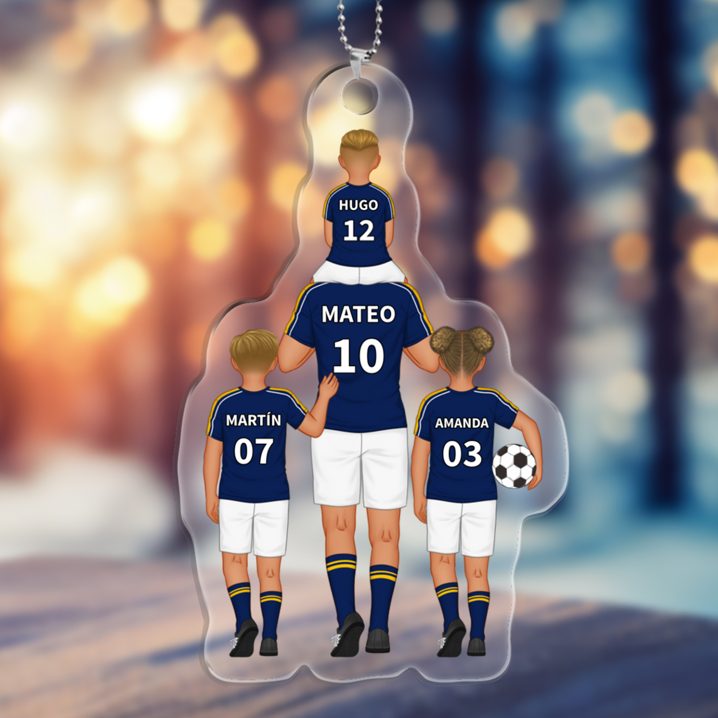 1-3 Names-Personalized Dad's Football Team Keychain Custom Names Gift For Dad