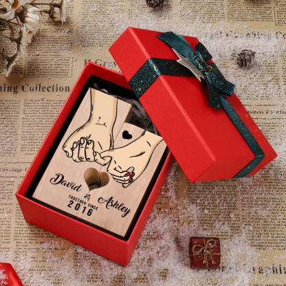 Personalised Couple Gift Set Pinky Promise Couple Candle Holder Heart Matching Keychain with Custom Names & Date Gift Box | Jessemade