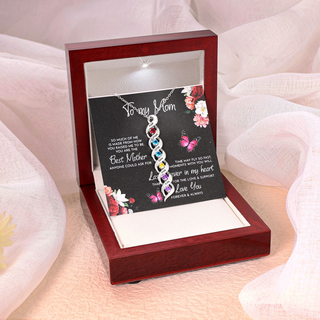 3 Names-Customized Necklace Cascading Pendant with 1-10 Birthstones Engraving 3 Names Gifts for Her