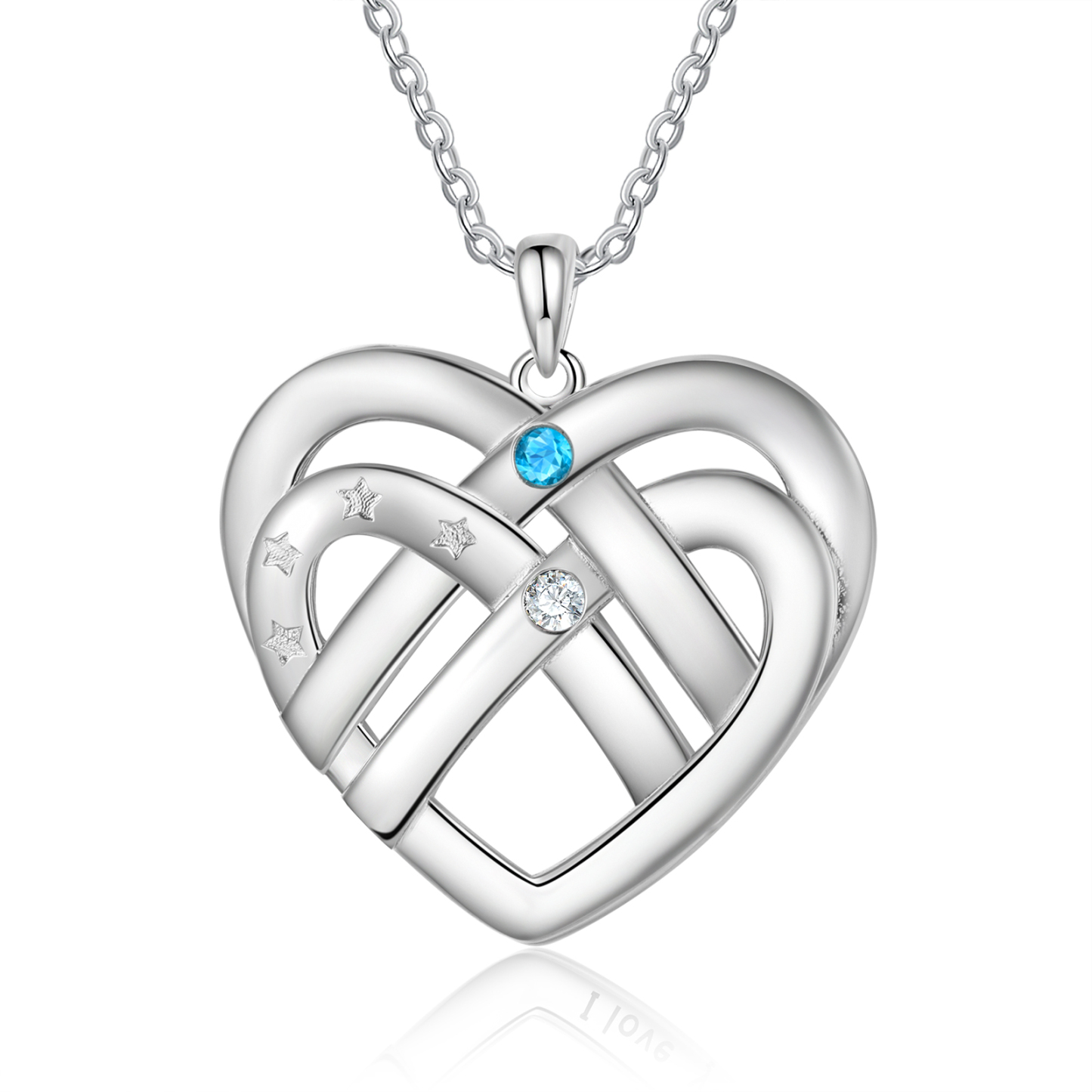 2 Names - Personalized Double Layer Heart Necklace with Custom Name and Birthstone, As a Mother's Day Gift for Mom