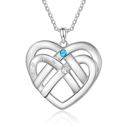 2 Names - Personalized Double Layer Heart Necklace with Custom Name and Birthstone, As a Mother's Day Gift for Mom