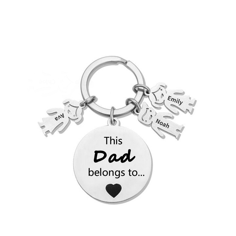 3 Names-This Mom Belongs to...Custom Keychain with Name & Text