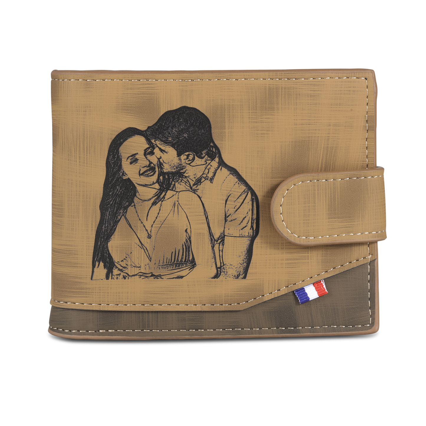 Personalized Name Leather Men's Buckle Wallet With Card Slot Engraved Letter And Photo Gift For Him