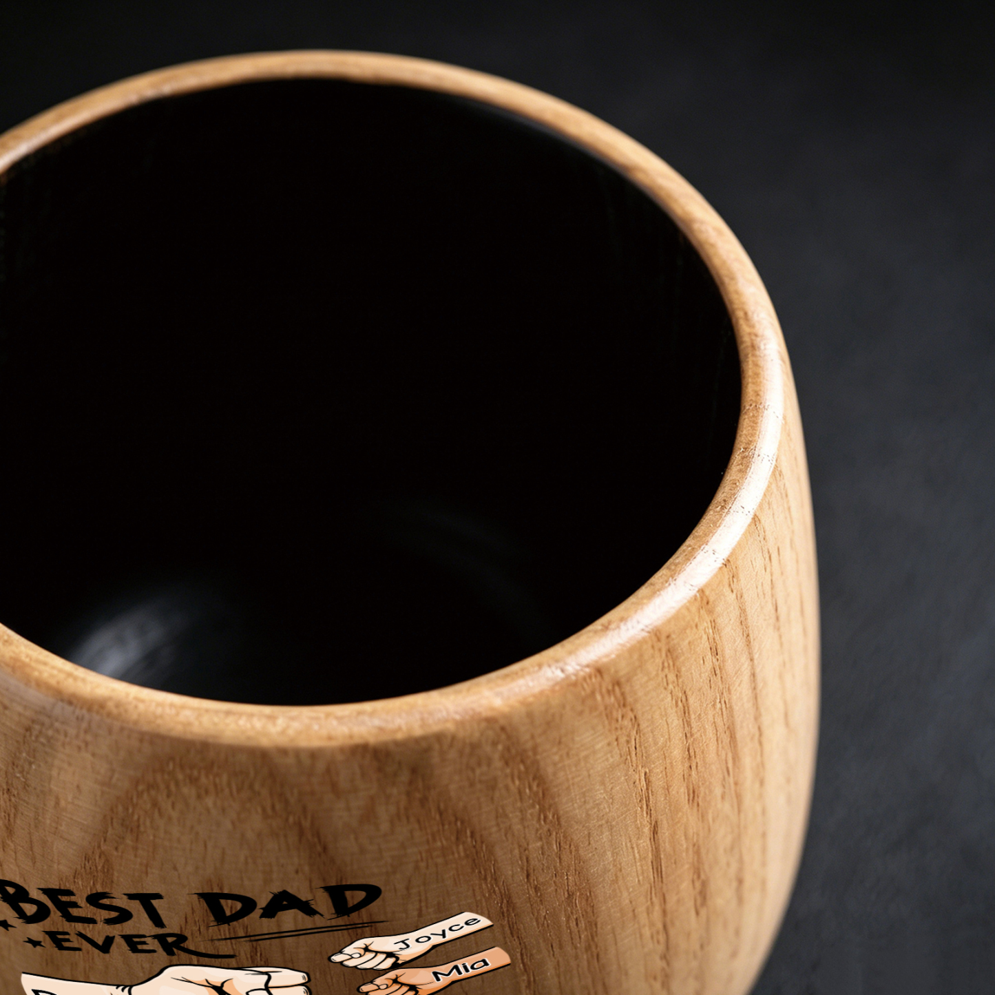Personalized Wooden Whiskey Cup Custom with 2-6 Fist Bumps and Names