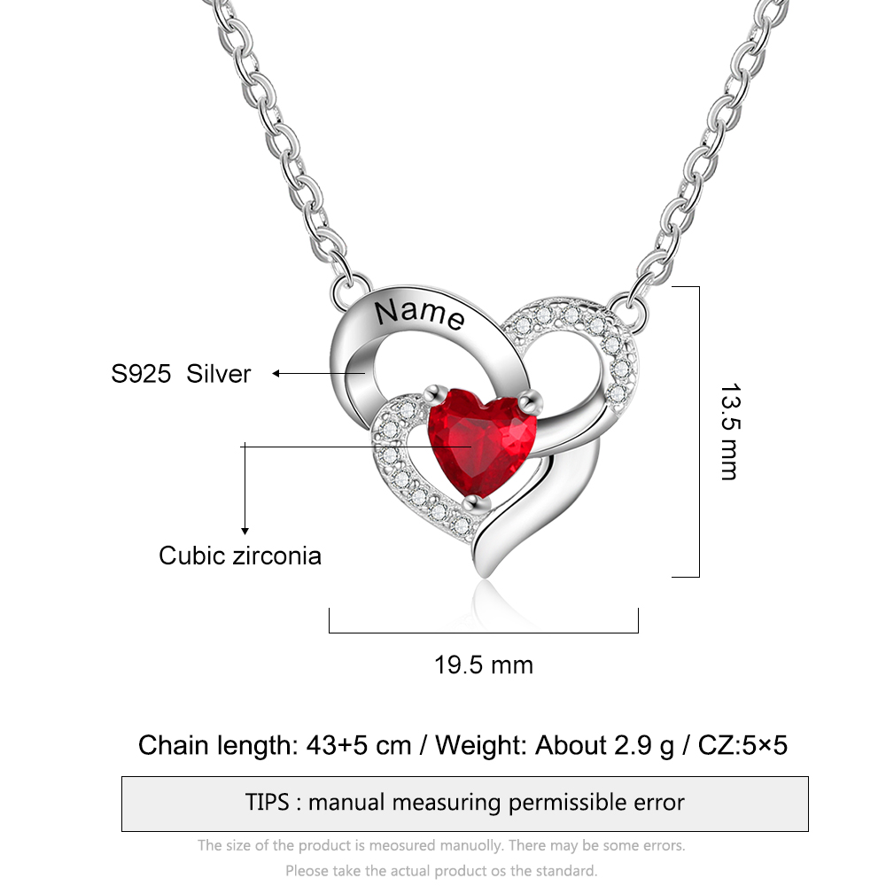Personalized To My Daughter S925 Silver Women Heart Birthstone Necklace Set With Gift Card Gift Box-Special Gift For Daughter