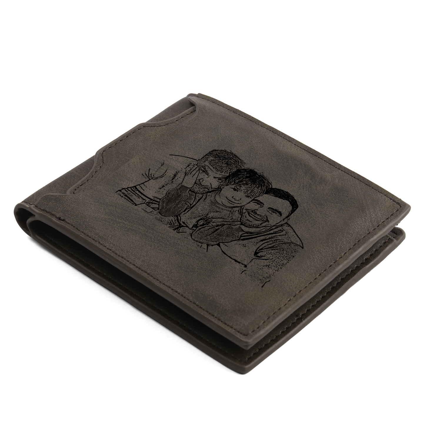 7 Names - Personalized Photo Custom Leather Men's Folding Wallet as a Father's Day Gift for Dad