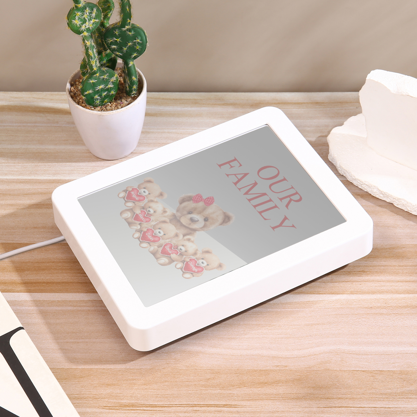 5 Names - Personalized Mum Home Bear Style Custom Text LED Night Light Gift for Mom