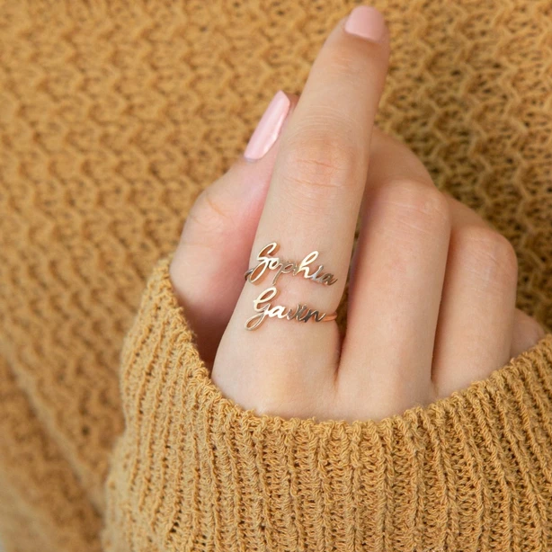Personalized Name Ring Custom Rings with 2 Names Gifts for Mother Ring | Jessemade