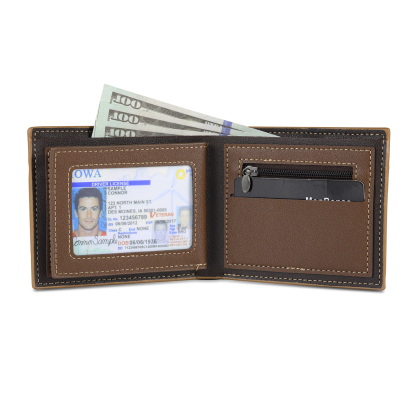 5 Names - Personalized Photo Custom Leather Men's Folding Wallet as a Father's Day Gift for Dad
