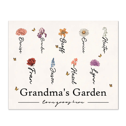Personalized 1-12 Birth Flower Board Painting, Customized Name, Exquisite Wooden Decorations For Grandma