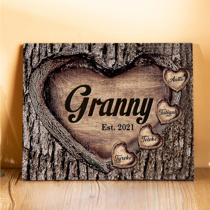 4 Names-Personalized Nana Wooden Ornament Custom Text And Date Home Decoration for Family