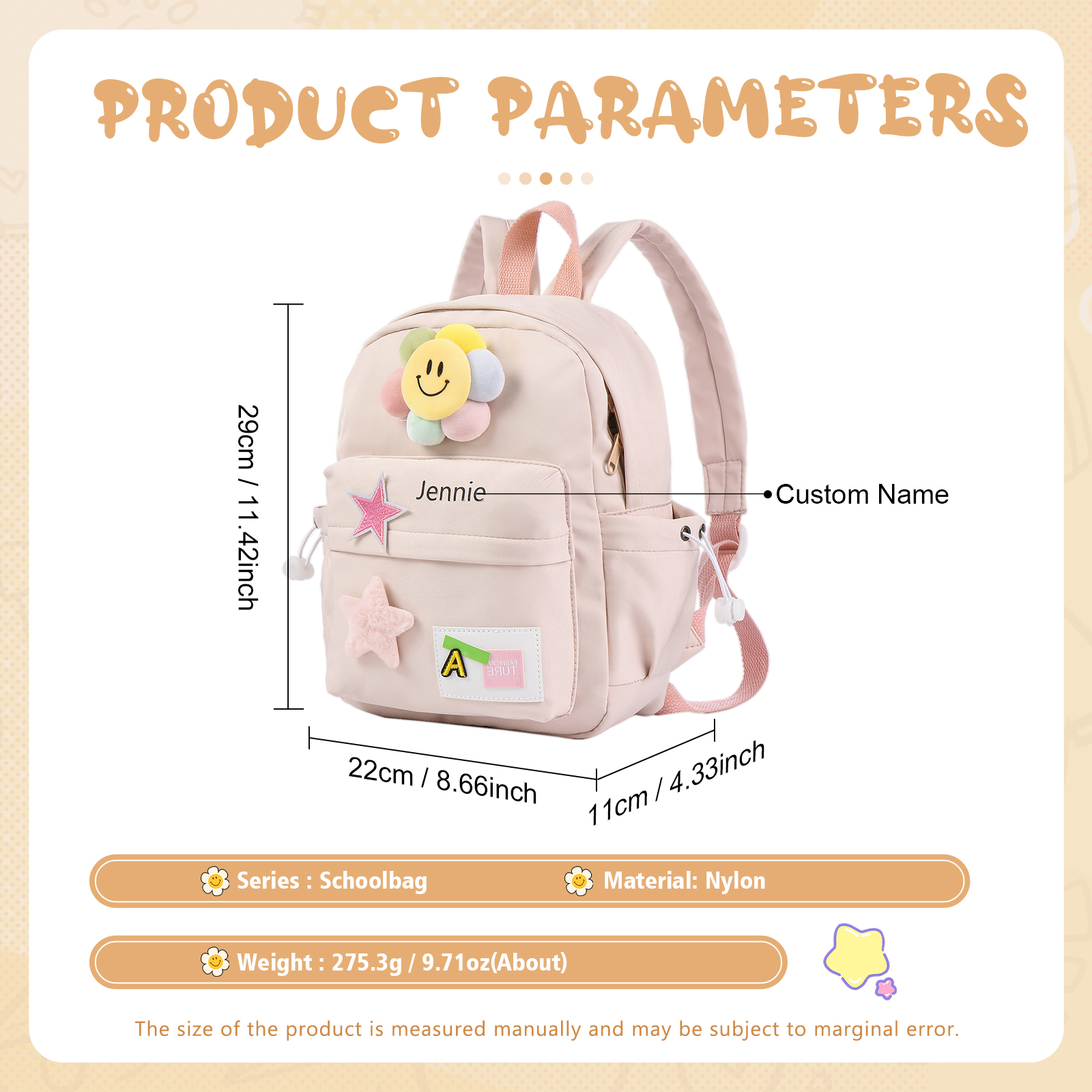 Personalized Nylon Polyester Children's Custom Name Backpack Back to School Gift