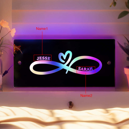 Personalized 2 Names Couple Name Mirror Led Light Custom Luminous Mirror Hanging Decoration Bedroom Gift For Her