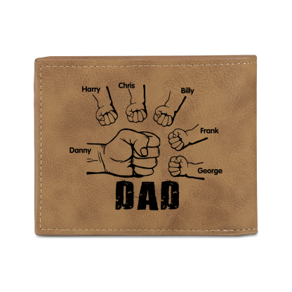 6 Names - Personalized Photo Custom Leather Men's Folding Wallet as a Father's Day Gift for Dad