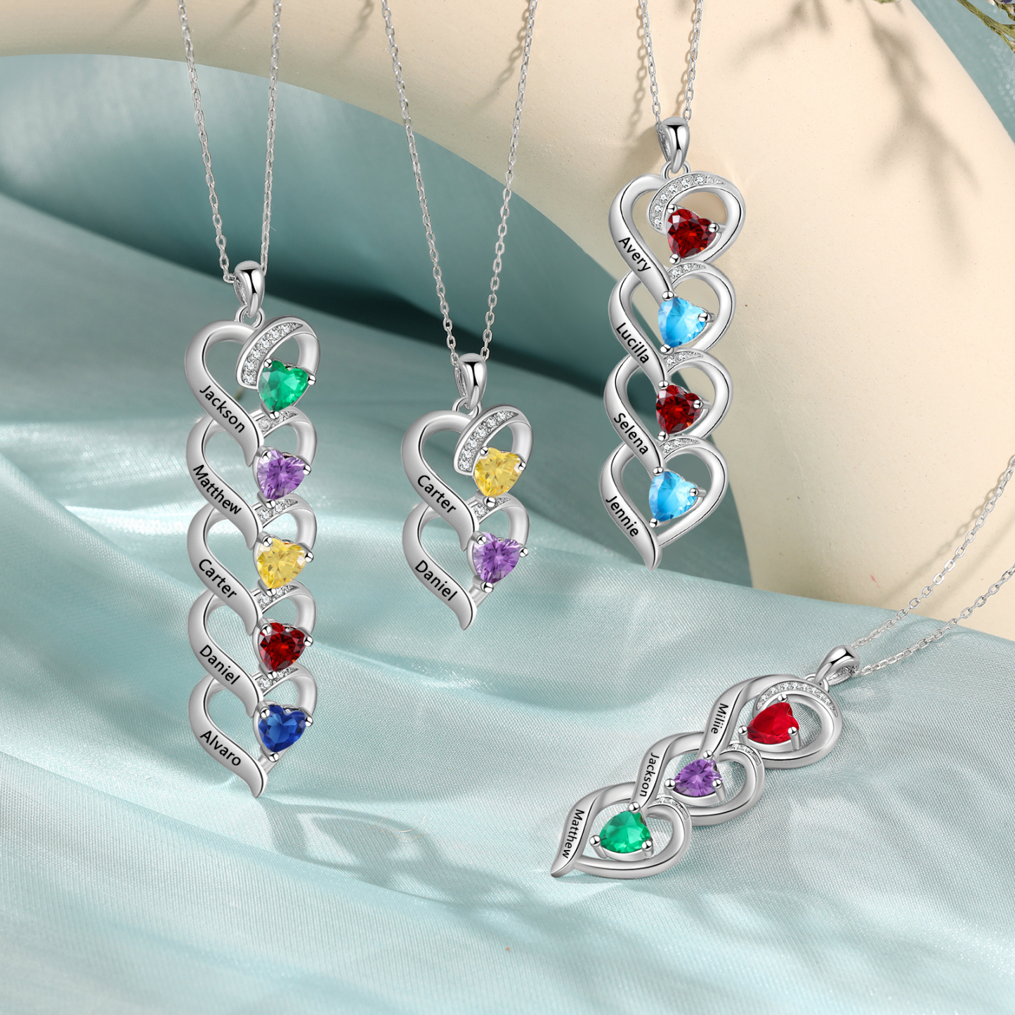 2 Name - Personalized Love Necklace with Customized Name and Birthstone, a Perfect and Exquisite Gift for Her
