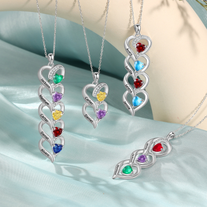 2 Name - Personalized Love Necklace with Customized Name and Birthstone, a Perfect and Exquisite Gift for Her